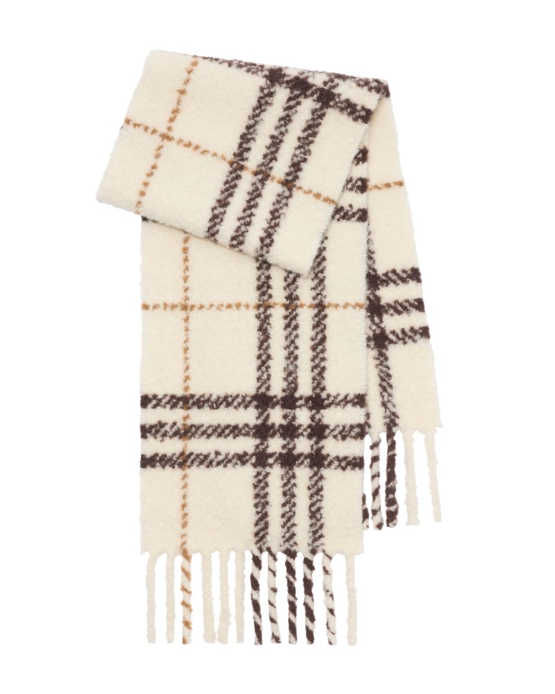 Scarf check alpaca wool blend bouclé