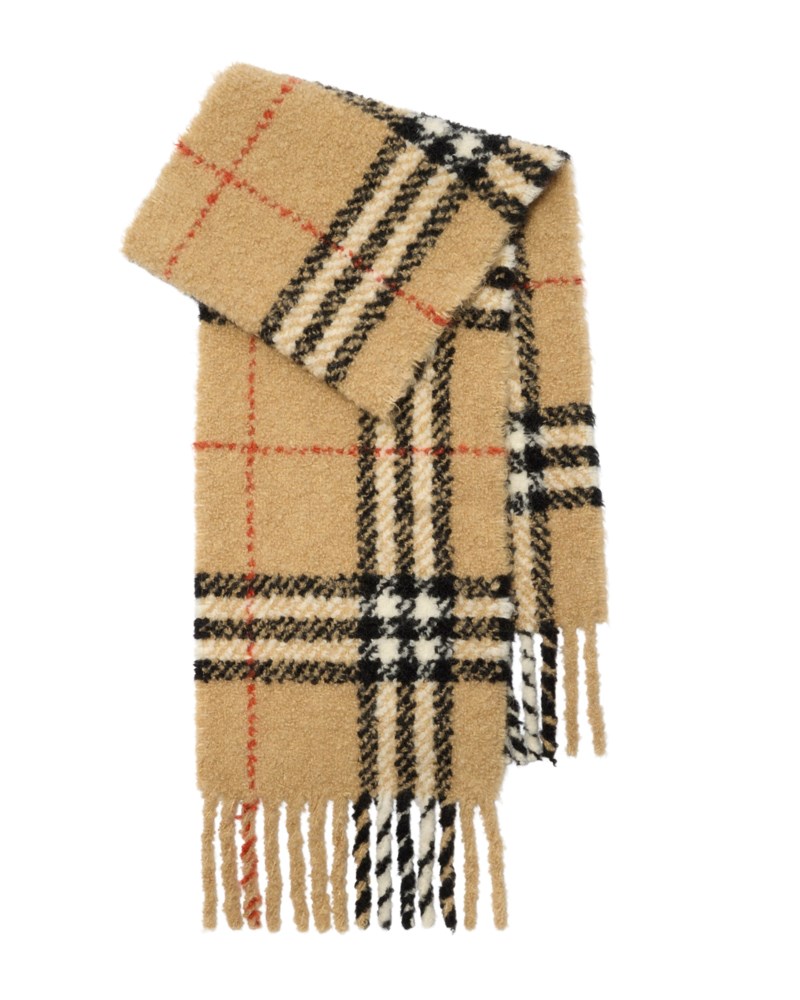 Scarf check alpaca wool blend bouclé