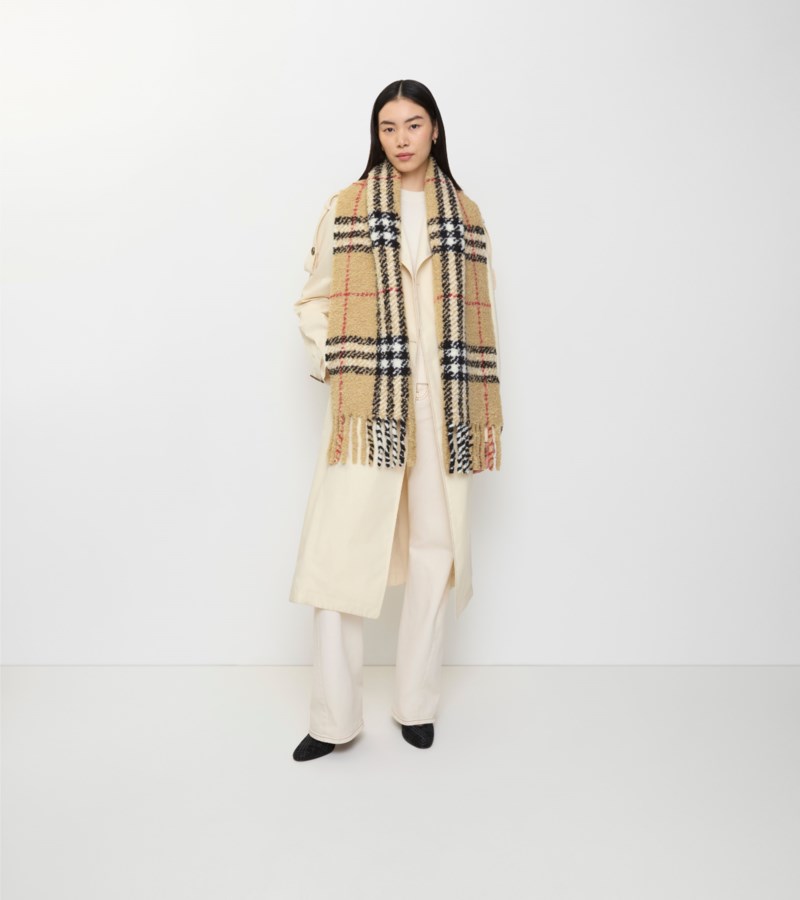 Burberry Scarf check alpaca wool blend bouclé halsdukar & sjalar dam – bild 3