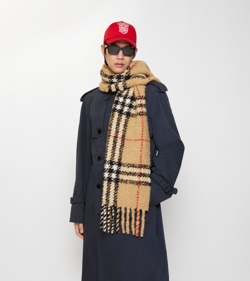 Burberry Scarf check alpaca wool blend bouclé halsdukar & sjalar dam – bild 4