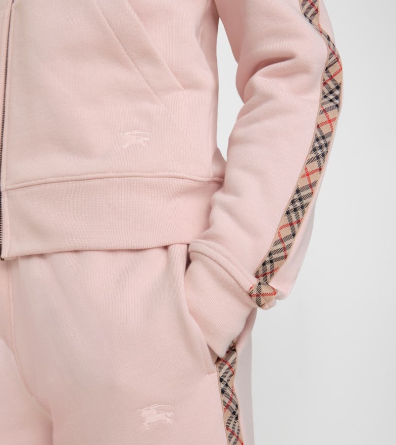 Burberry Hoodie check trim cotton zip dam – bild 2