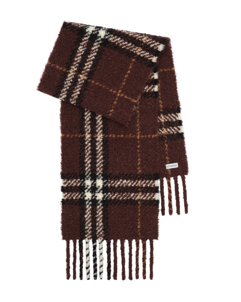 Scarf check alpaca wool blend bouclé