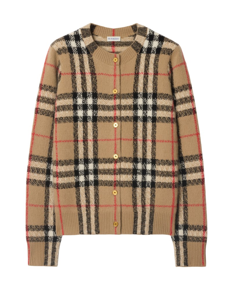 Check cashmere cardigan