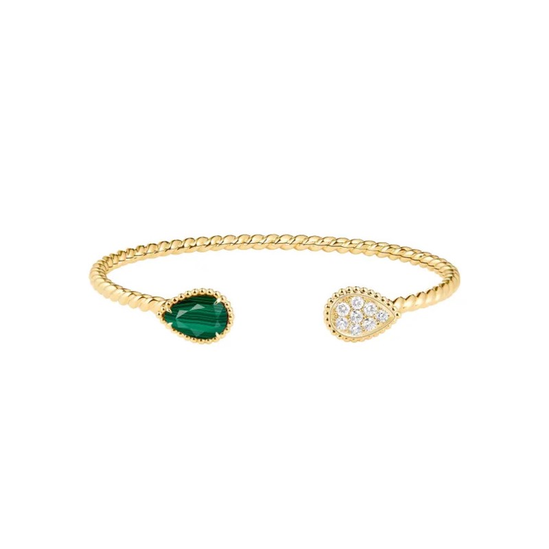 Serpent bohème bracelet, 2 s motifs malachite diamonds