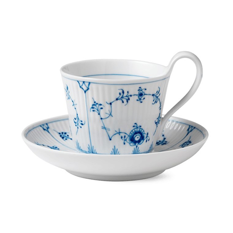 Blue fluted plain kaffekopp med fat vit/blå 25 cl, vit/blå från Royal Copenhagen