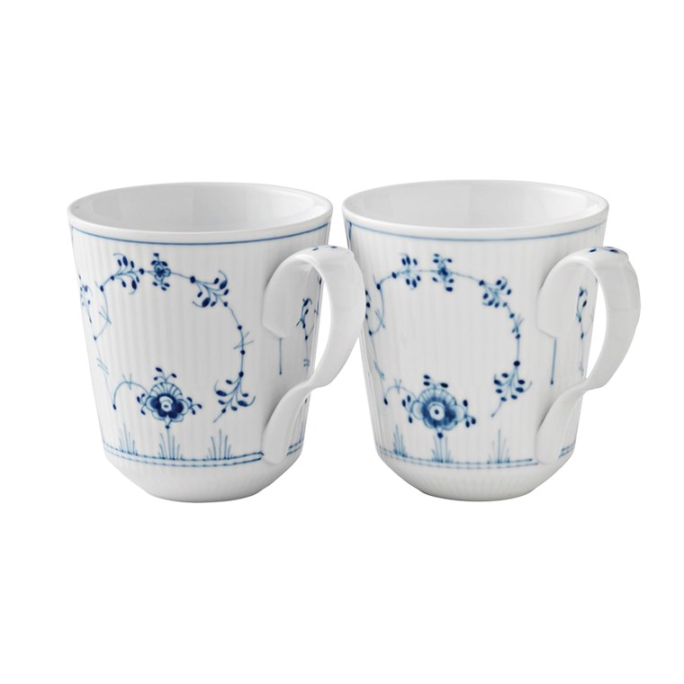 Blue fluted plain mugg 2-pack vit/blå 37 cl, vit/blå från Royal Copenhagen