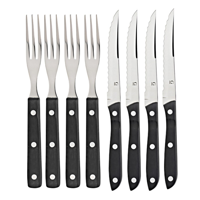 Grillbestick old farmer 4+4 delar svart/rostfritt