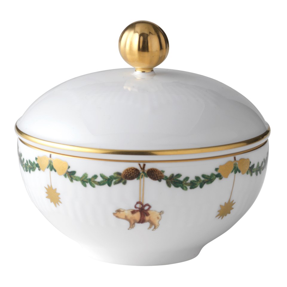 Star fluted christmas sockerskål med lock röd/vit 15 cl, röd/vit från Royal Copenhagen