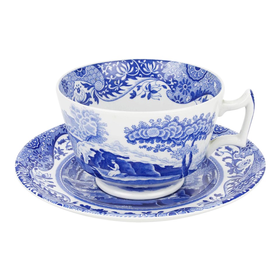 Blue italian frukostgods med fat blå/vit 28 cl, blå/vit från Spode