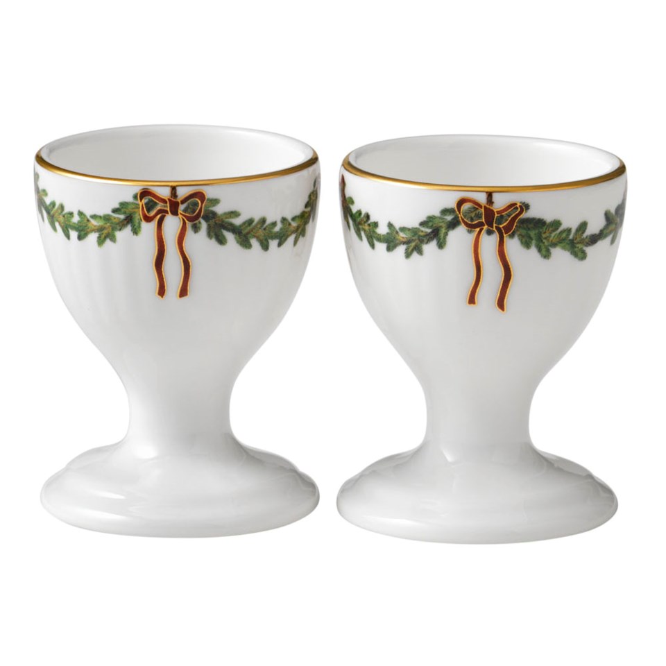 Star fluted christmas äggkopp 2-pack röd/vit, röd/vit från Royal Copenhagen