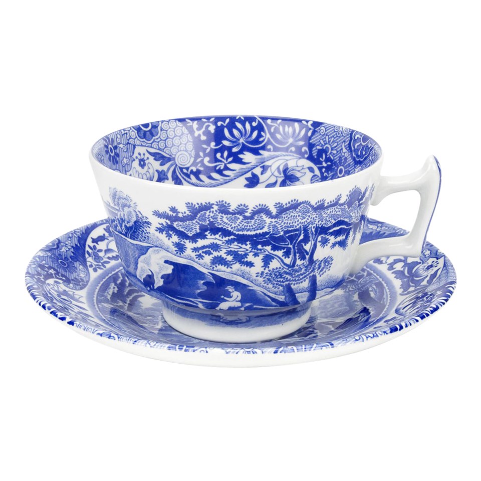 Blue italian tekopp med fat vit/blå 20 cl, vit/blå från Spode