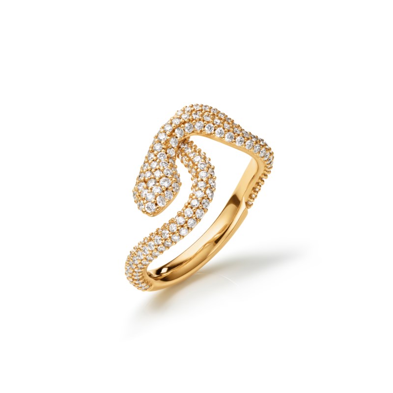 Snake ring lilla pavé