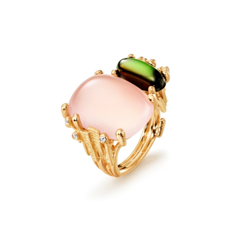 Boho ring double pavé