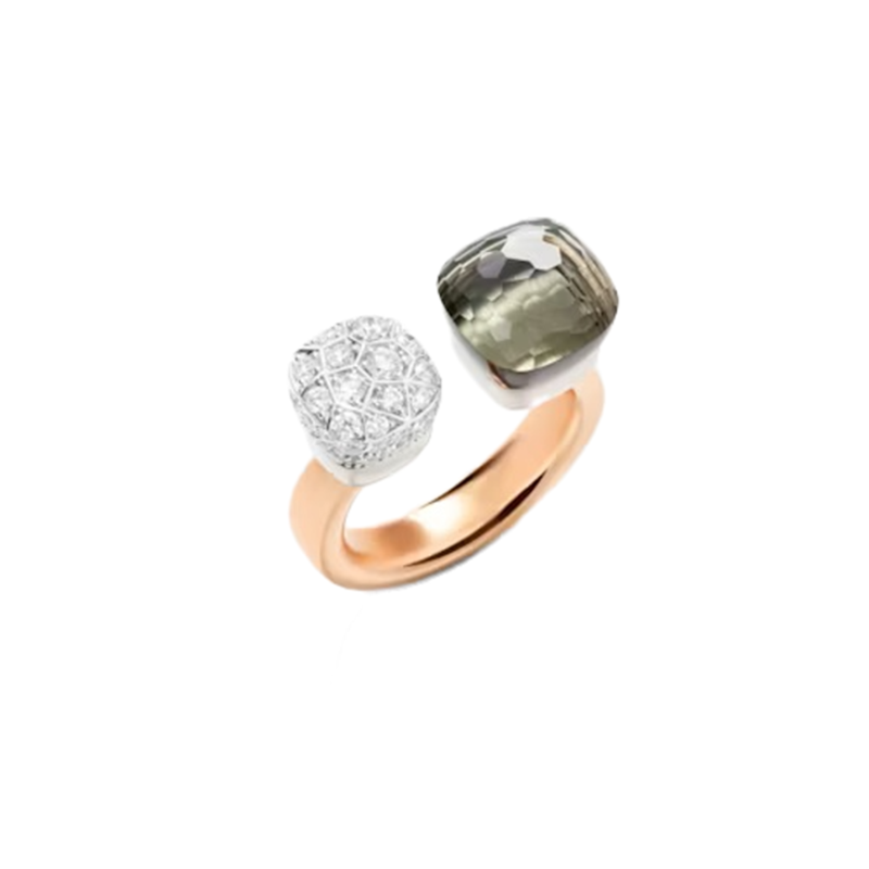 Nudo ring prasiolit & pavé