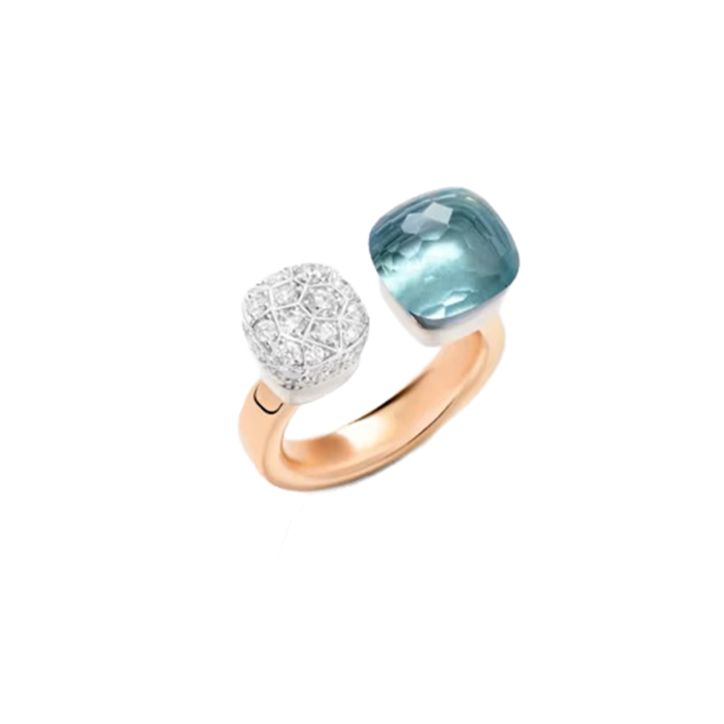 Nudo ring sky blue topaz & pavé